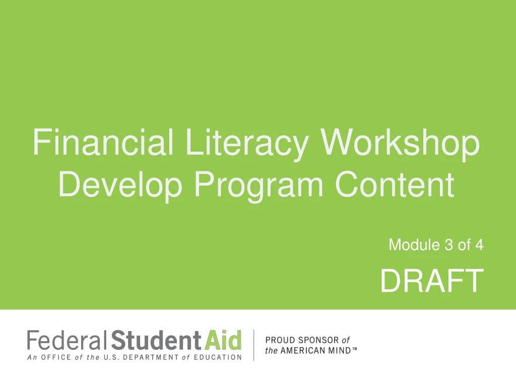 financial literacy workshop develop program content
