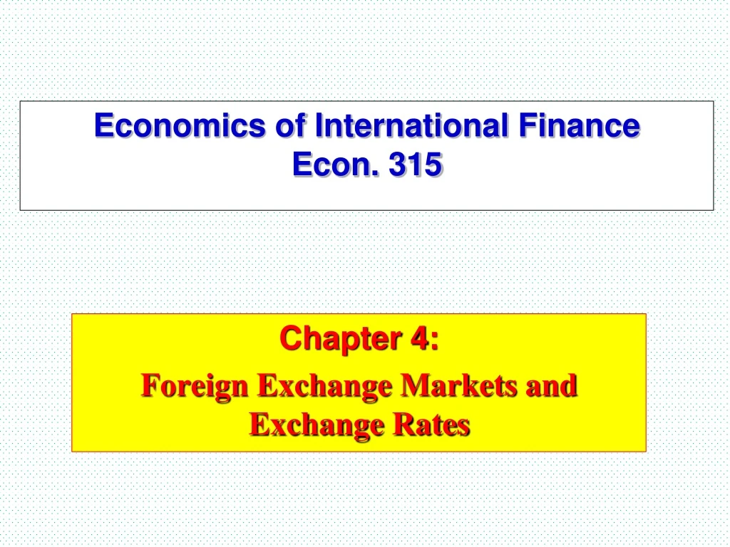economics of international finance econ 315