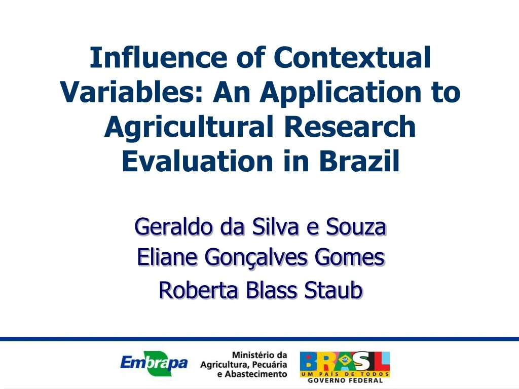 influence of contextual variables an application to agricultural research evaluation in brazil