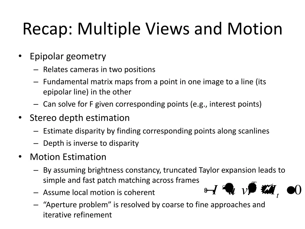 recap multiple views and motion