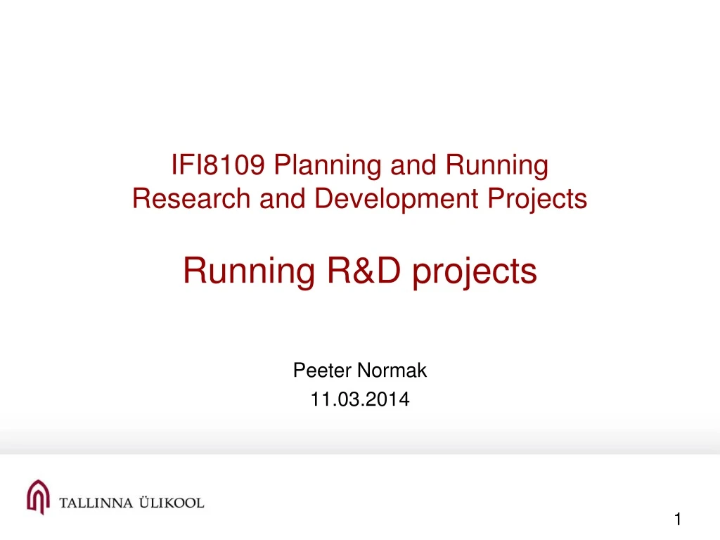 ifi8109 planning and running research and development projects running r d projects