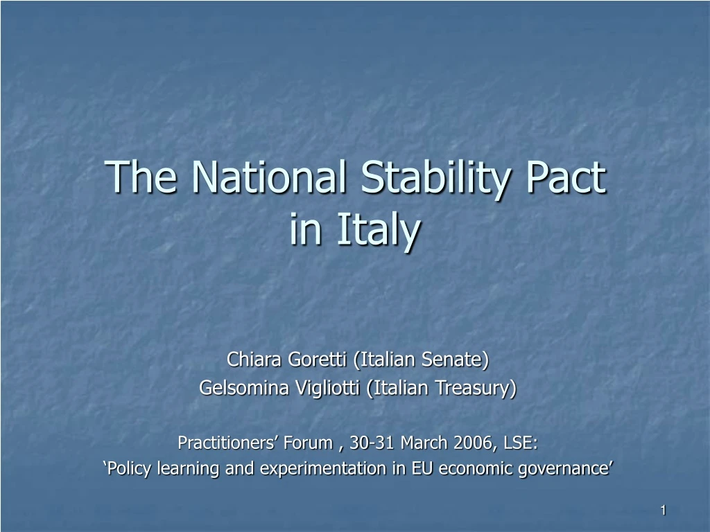 the national stability pact in italy
