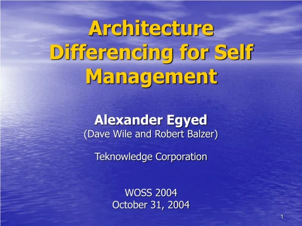 Architecture Differencing for Self Management