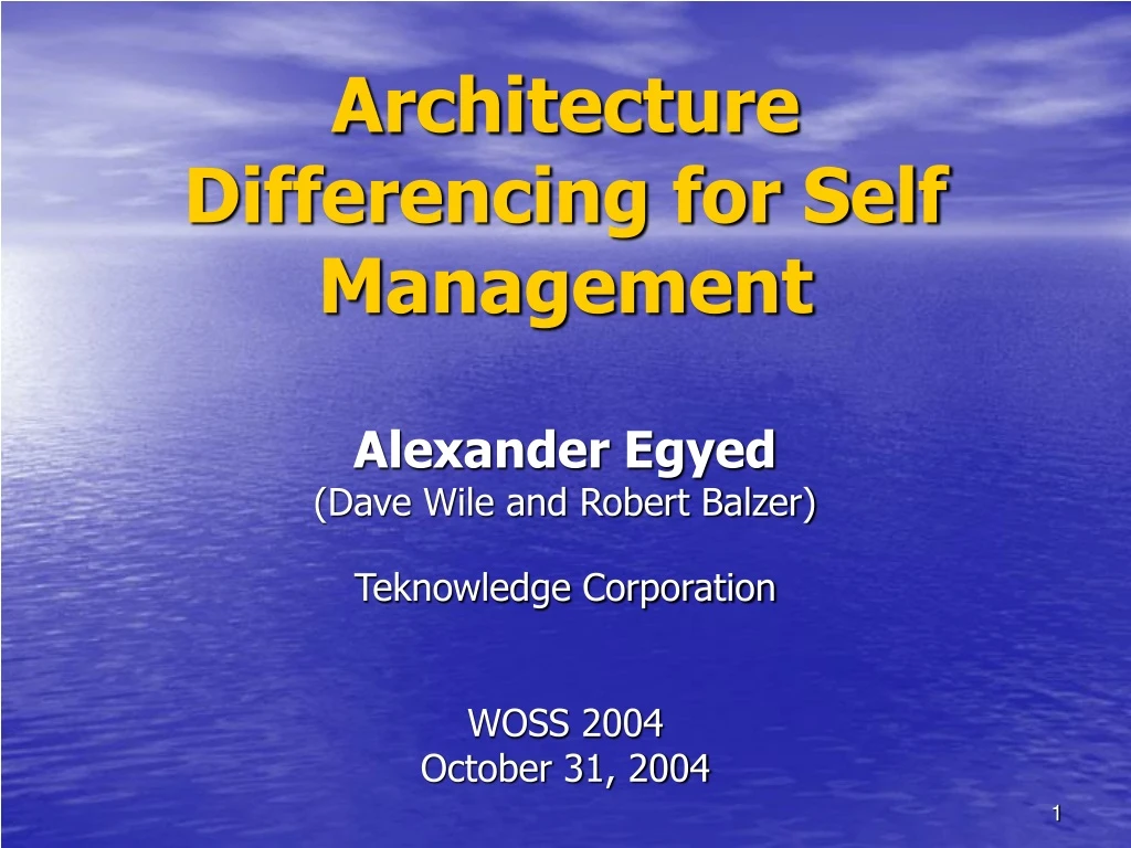 architecture differencing for self management