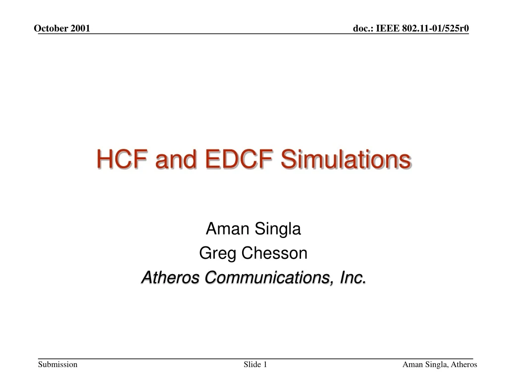 hcf and edcf simulations