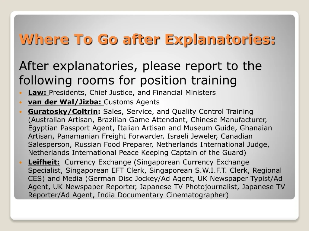 where to go after explanatories