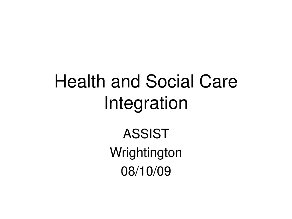 health and social care integration