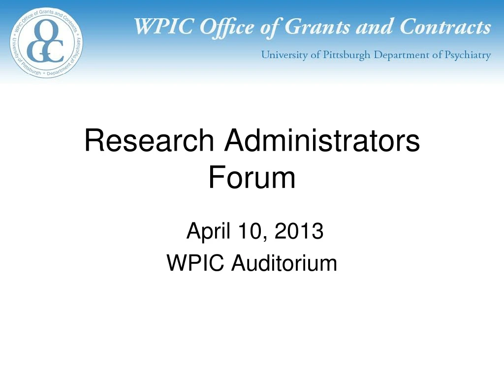 research administrators forum