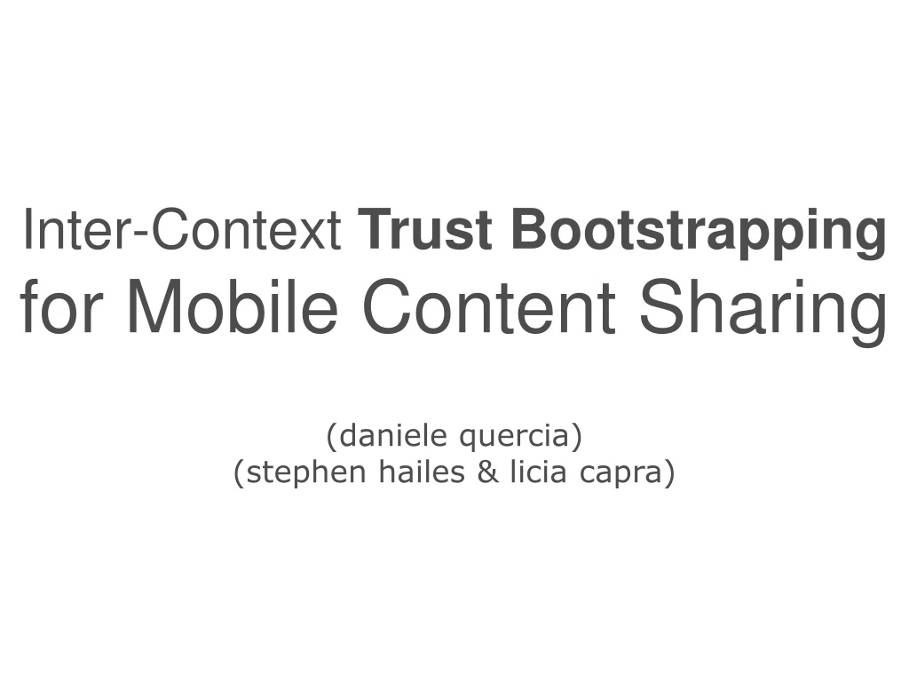 inter context trust bootstrapping for mobile