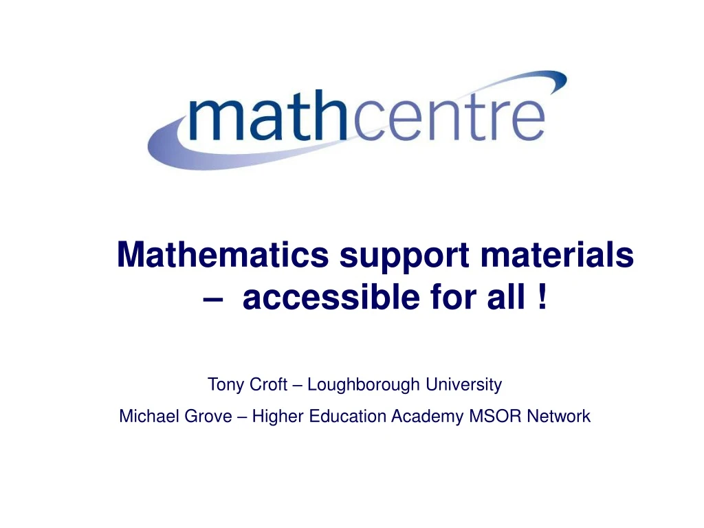 mathematics support materials accessible for all