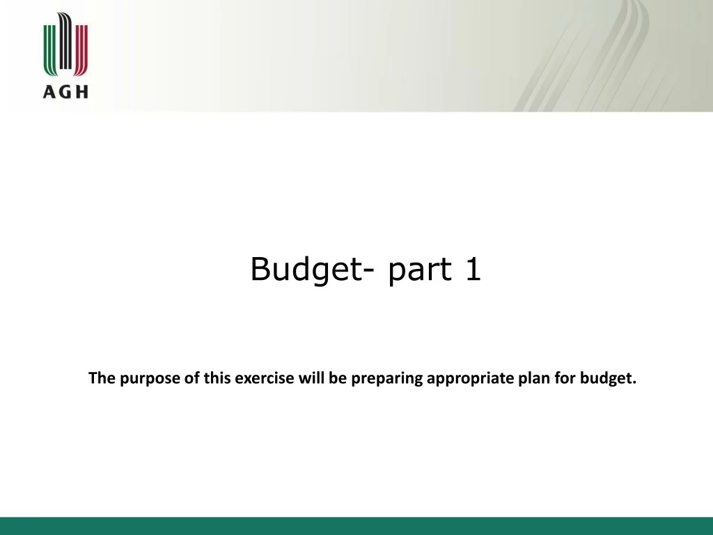 budget part 1