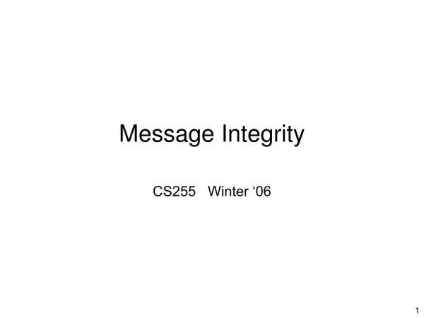 Message Integrity