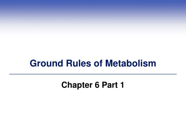 Ground Rules of Metabolism