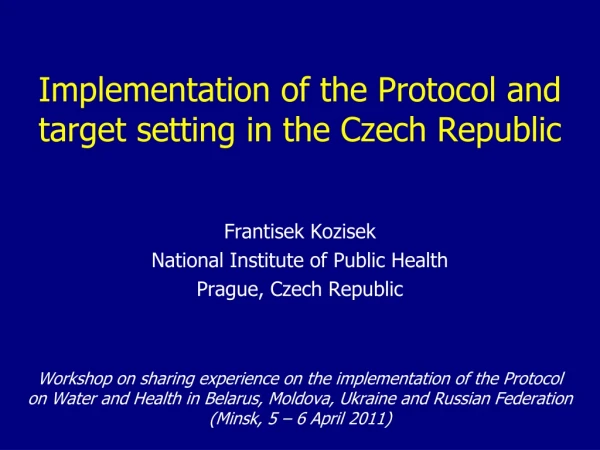 Implementation of the Protocol and target setting  in  the Czech Republic