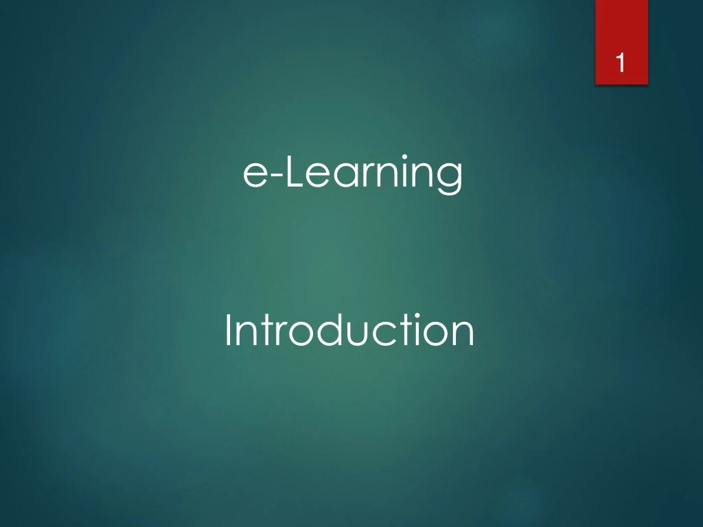 e learning introduction