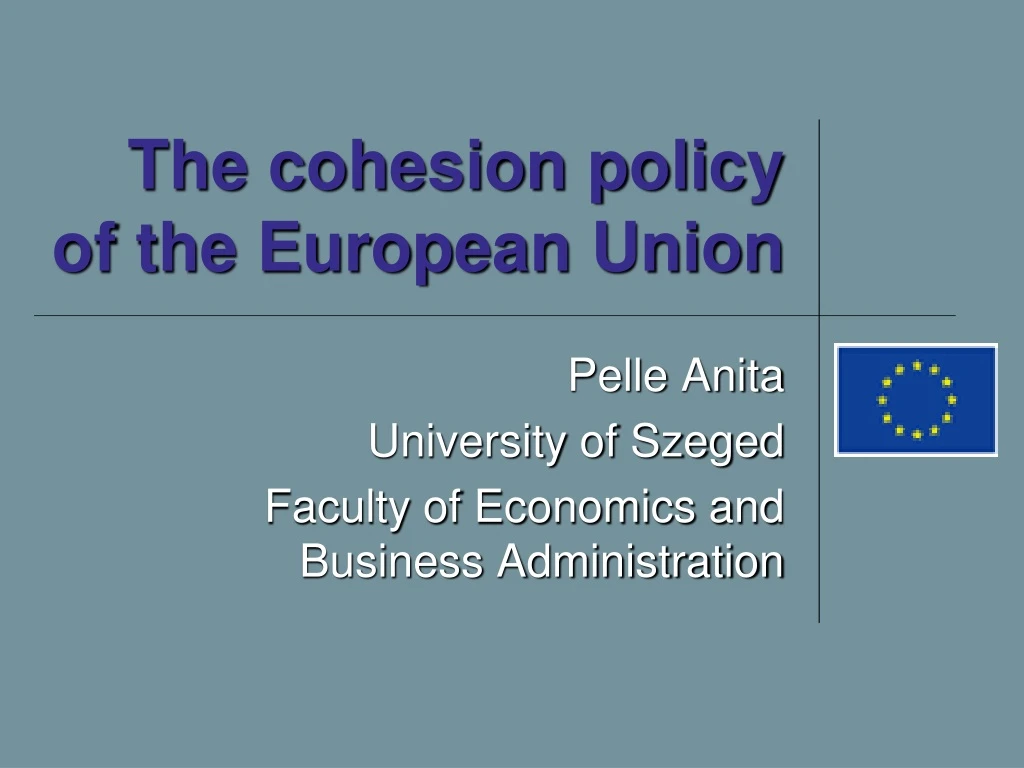 the cohesion policy of the european union