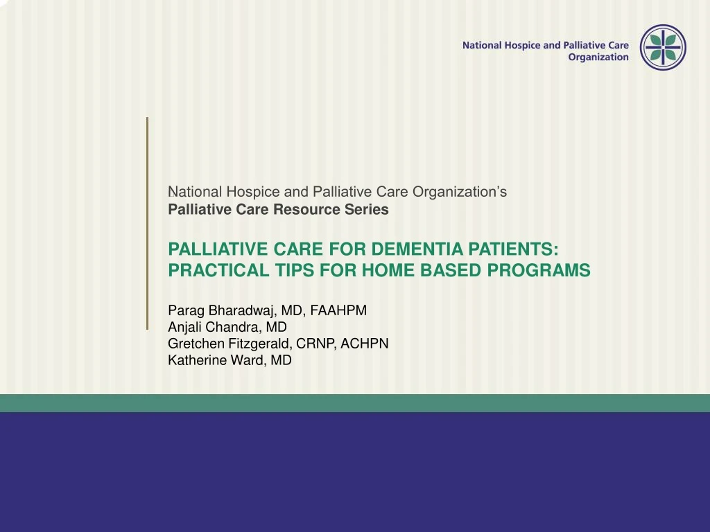 n ational hospice and palliative care organization s palliative care resource series