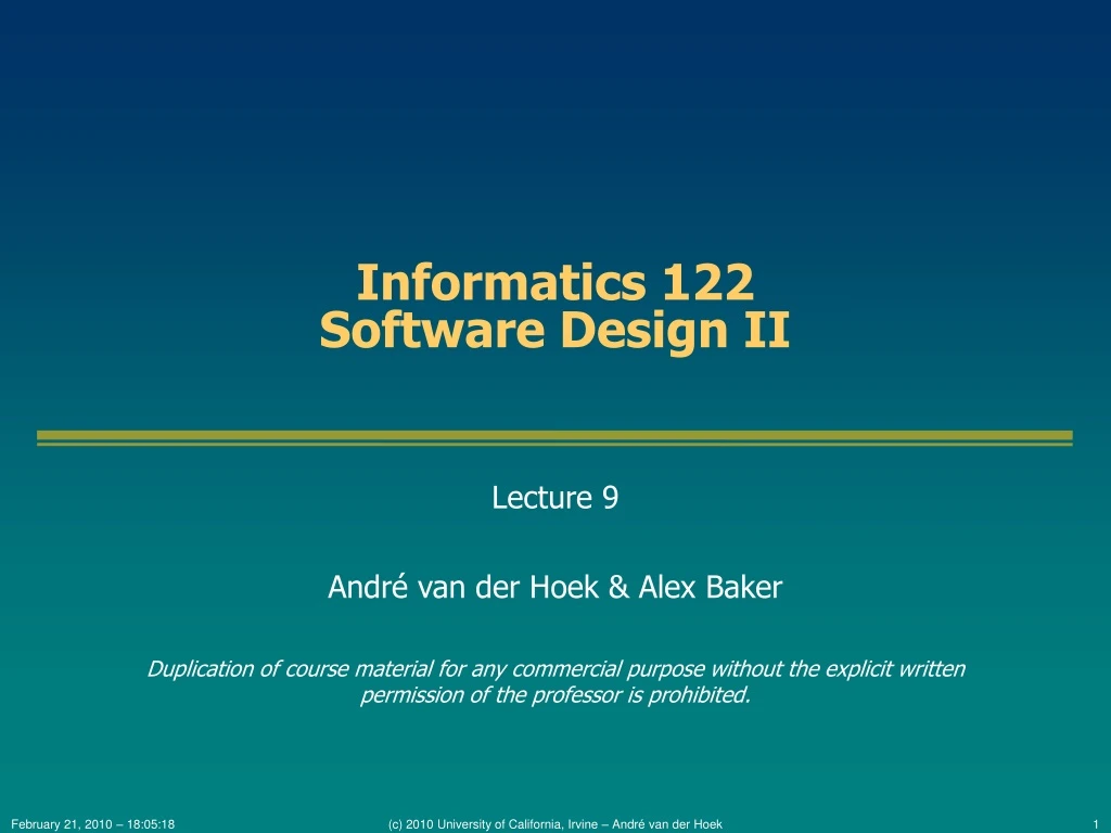 informatics 122 software design ii