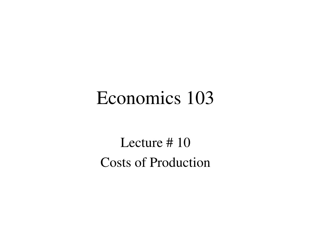 economics 103