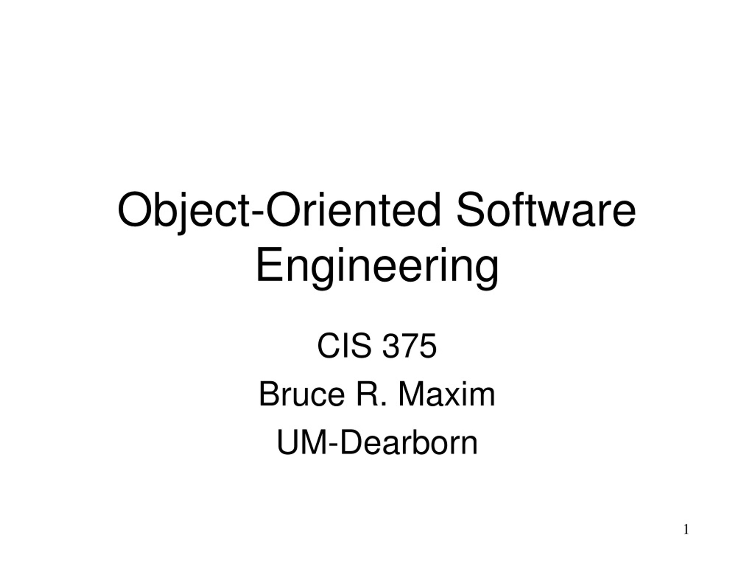 Object-Oriented Software Engineering Best Practices - slide 1