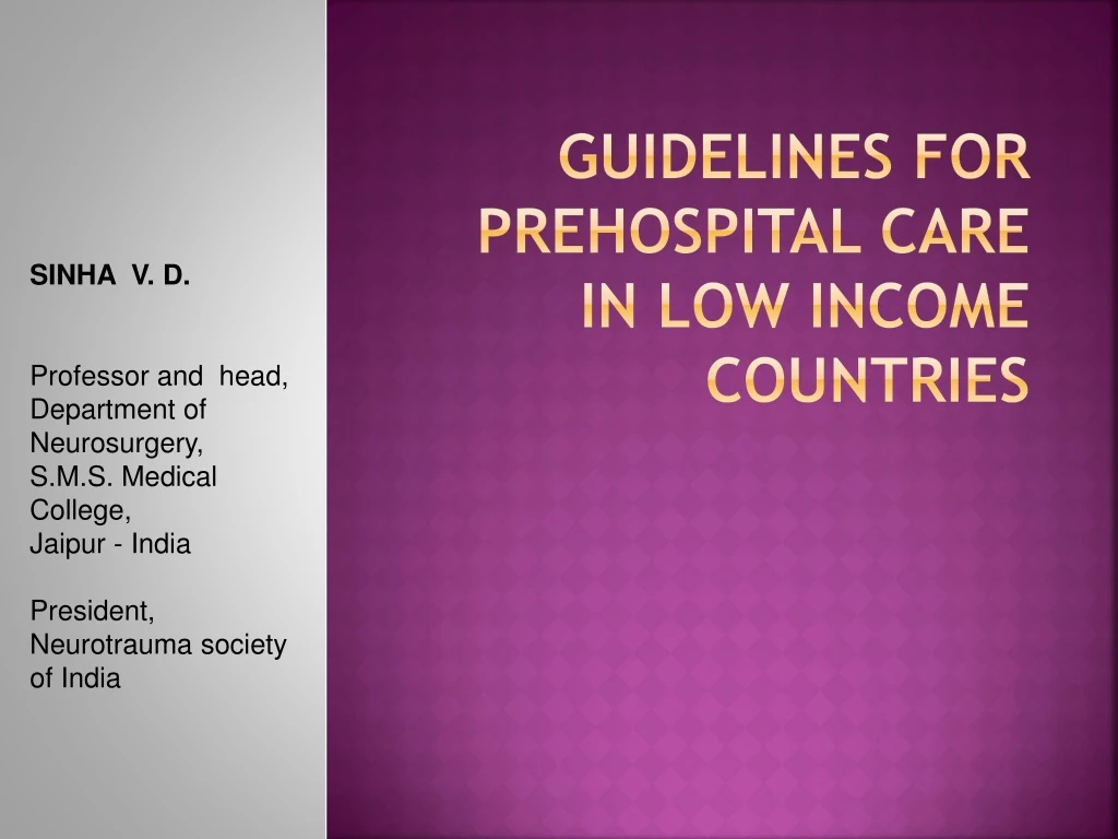 guidelines for prehospital care in low income countries