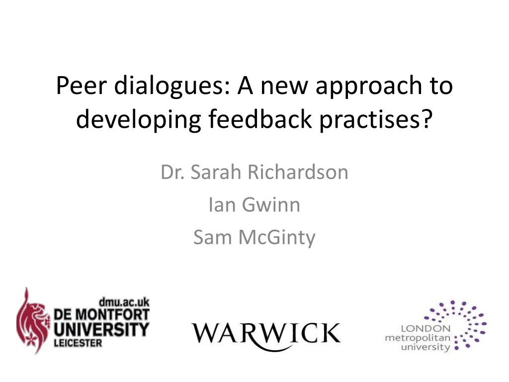 peer dialogues a new approach to developing feedback practises