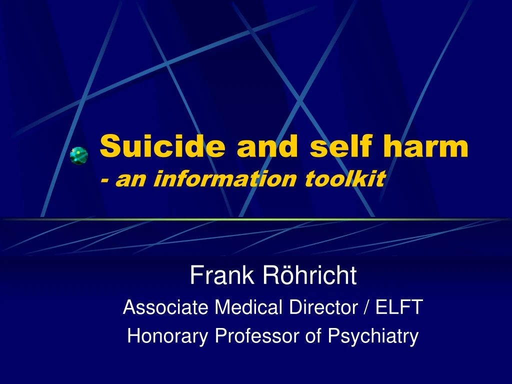 suicide and self harm an information toolkit