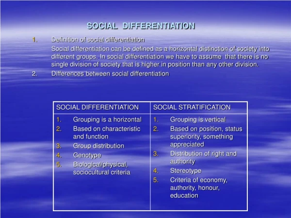 SOCIAL DIFFERENTIATION