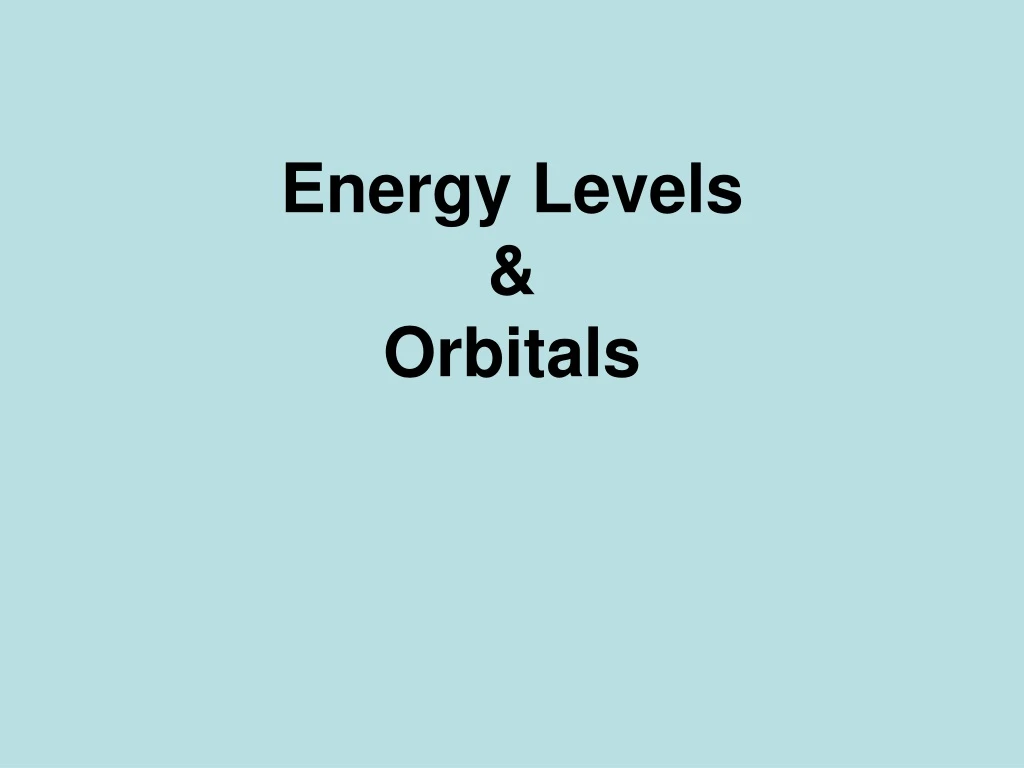 energy levels orbitals