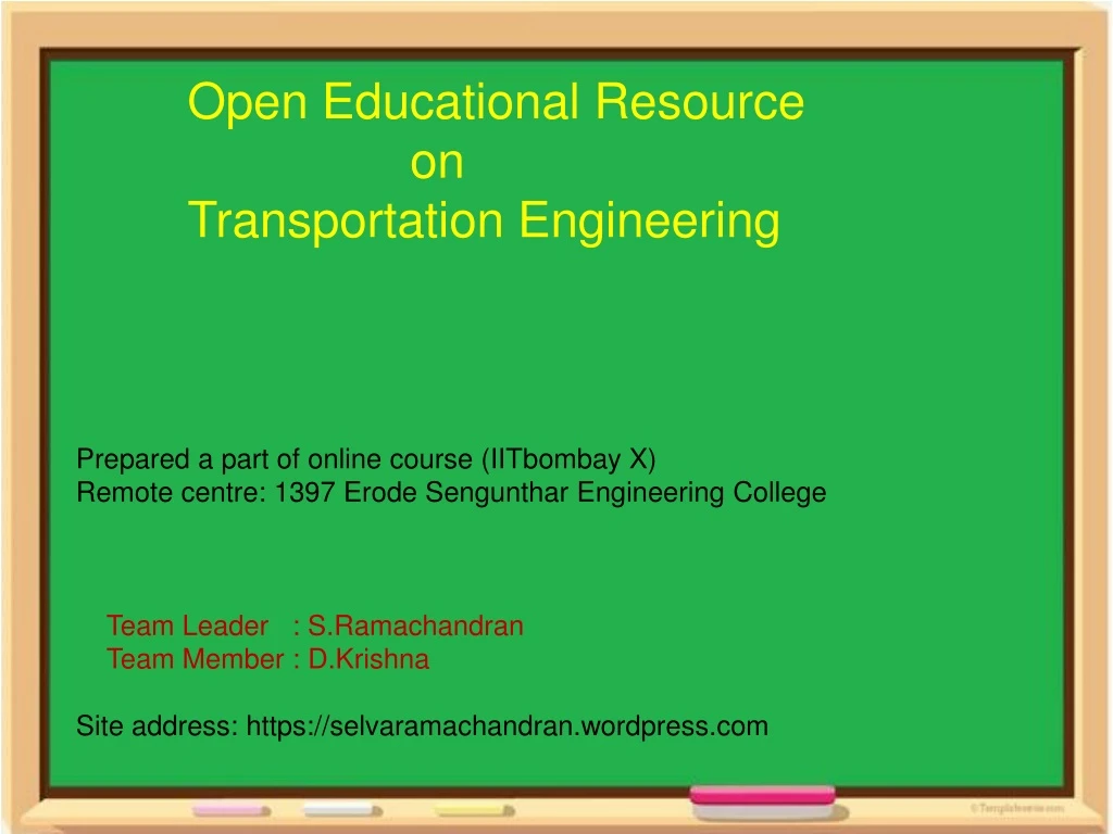 open educational resource on transportation