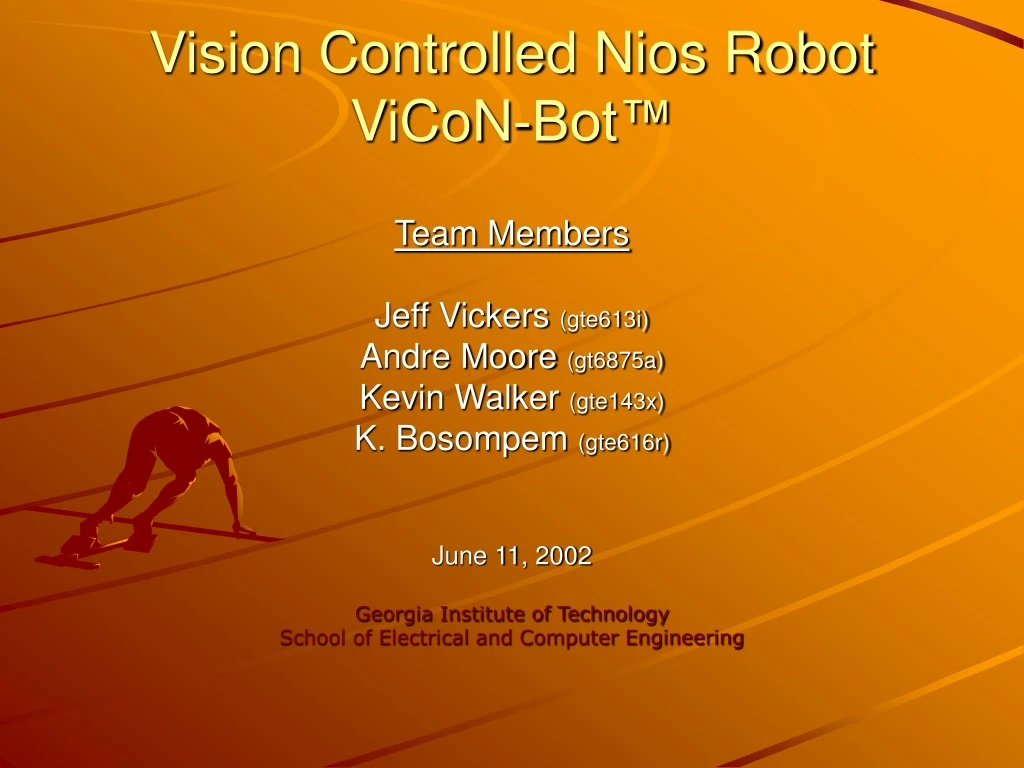 vision controlled nios robot vicon bot