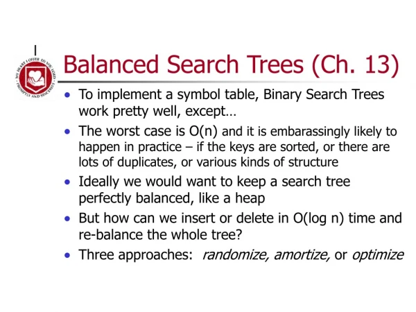 Balanced Search Trees (Ch. 13)