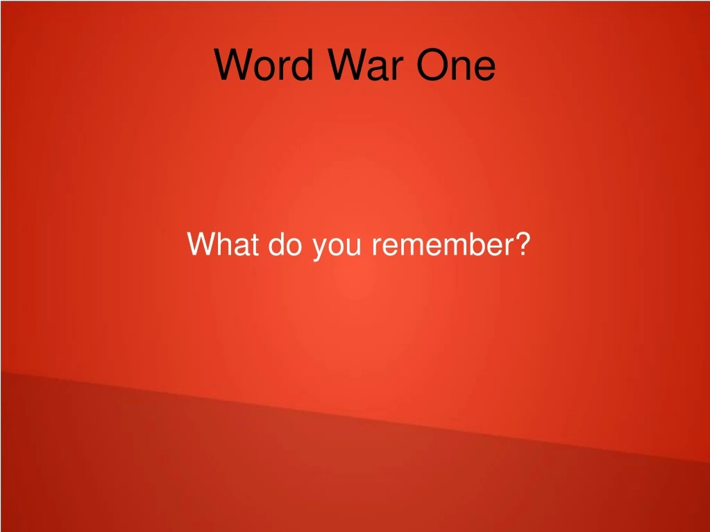 word war one
