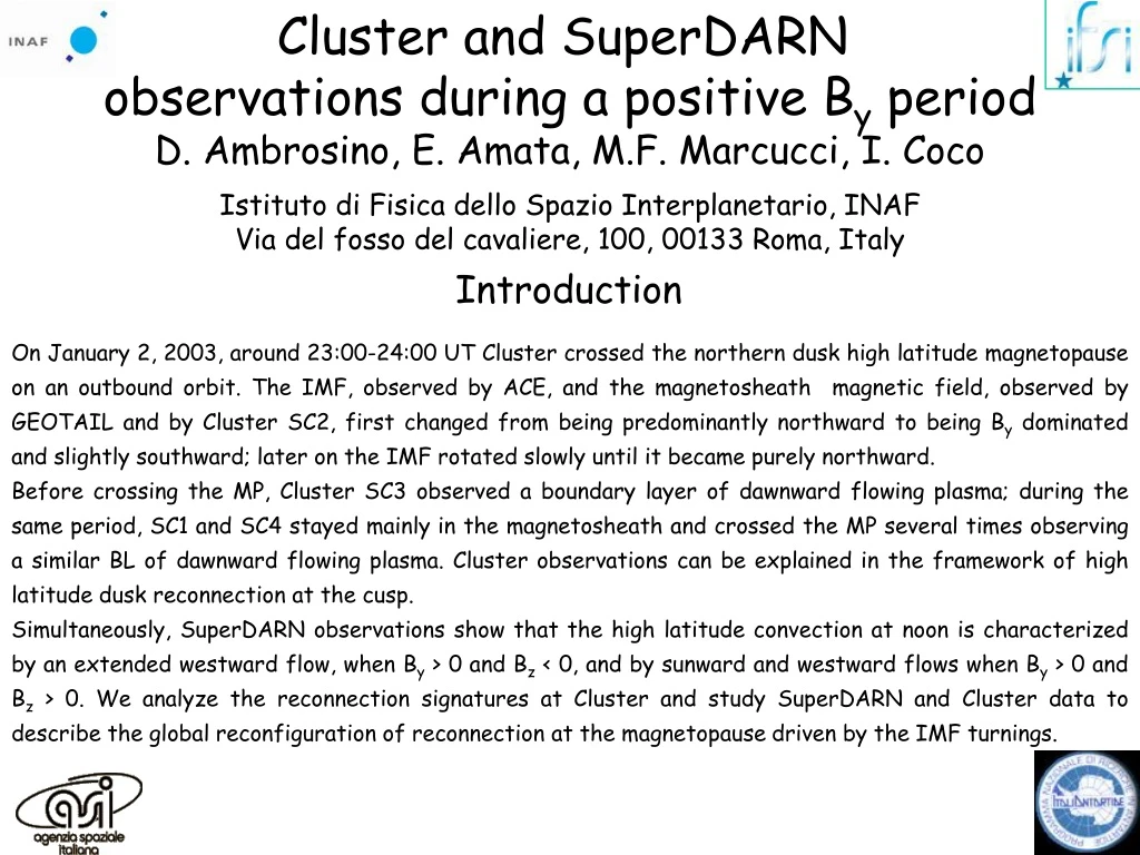 cluster and superdarn observations during