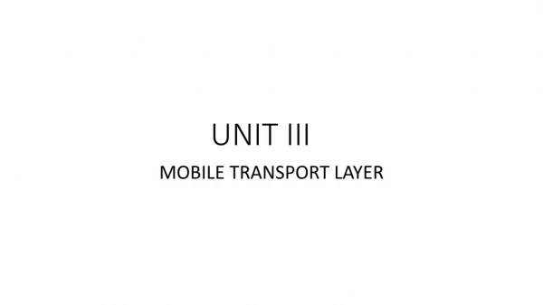 UNIT III