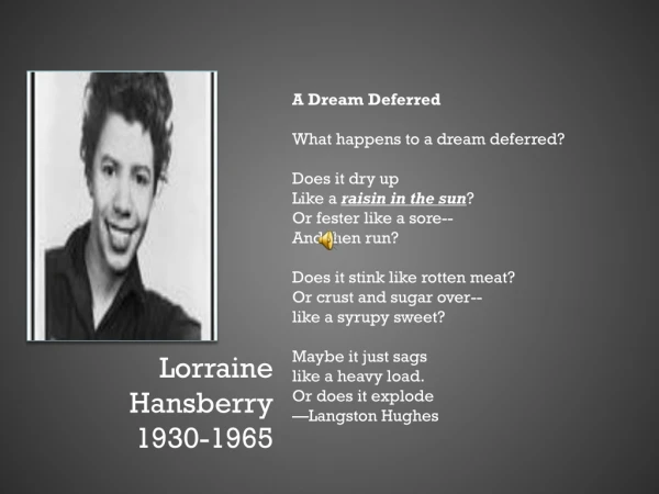 Lorraine Hansberry 1930-1965
