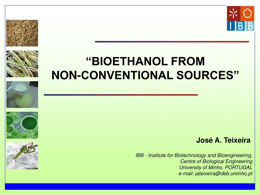 bioethanol from non conventional sources