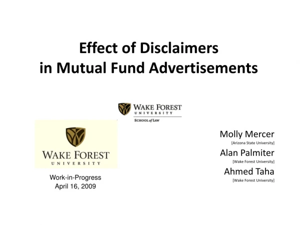 Effect of Disclaimers  in Mutual Fund Advertisements