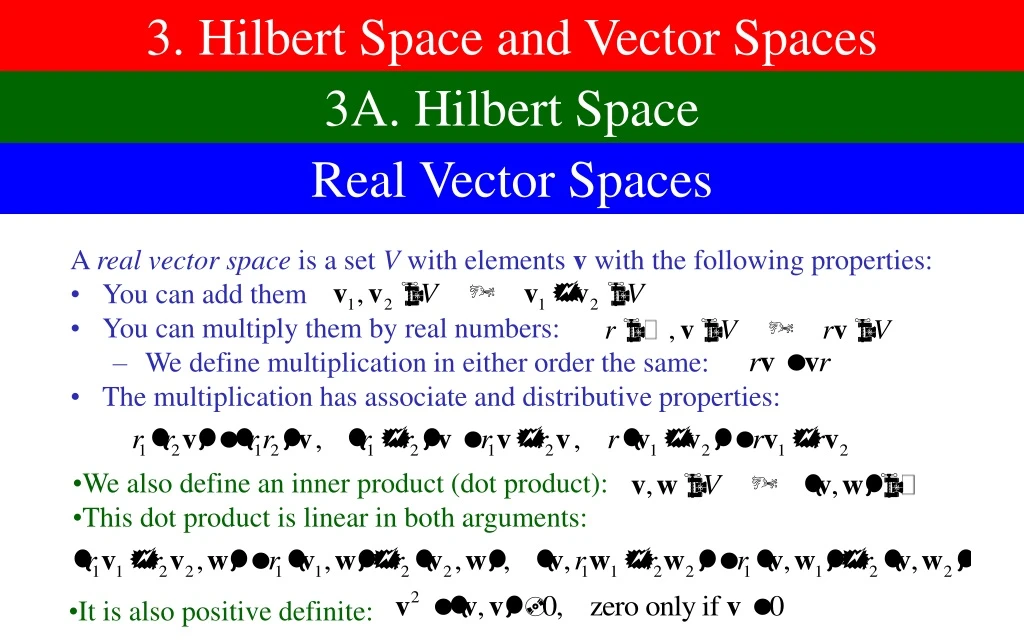 3 hilbert space and vector spaces