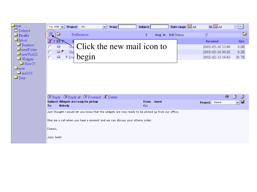 click the new mail icon to begin