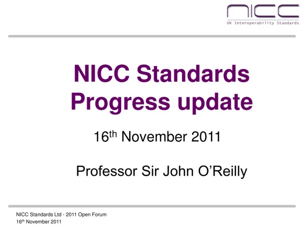 NICC Standards  Progress update