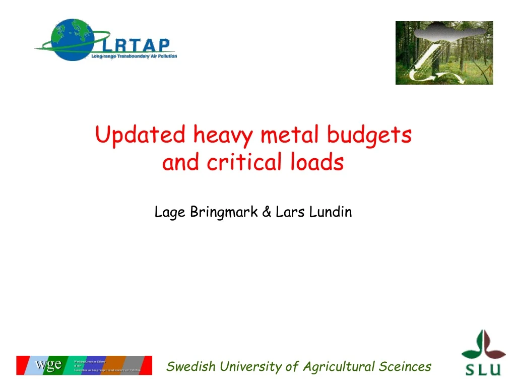 updated heavy metal budgets and critical loads
