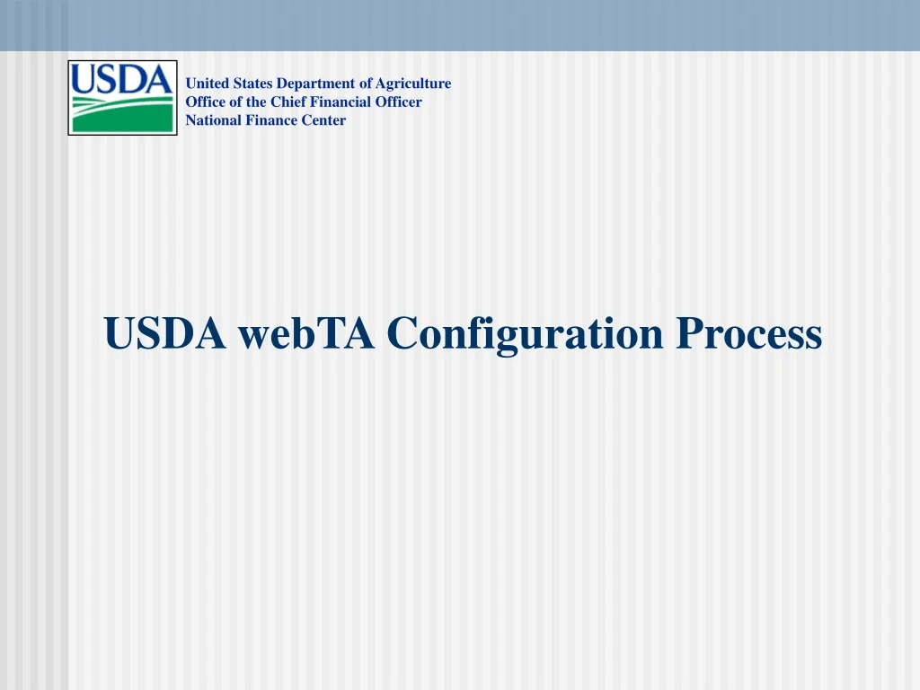 usda webta configuration process