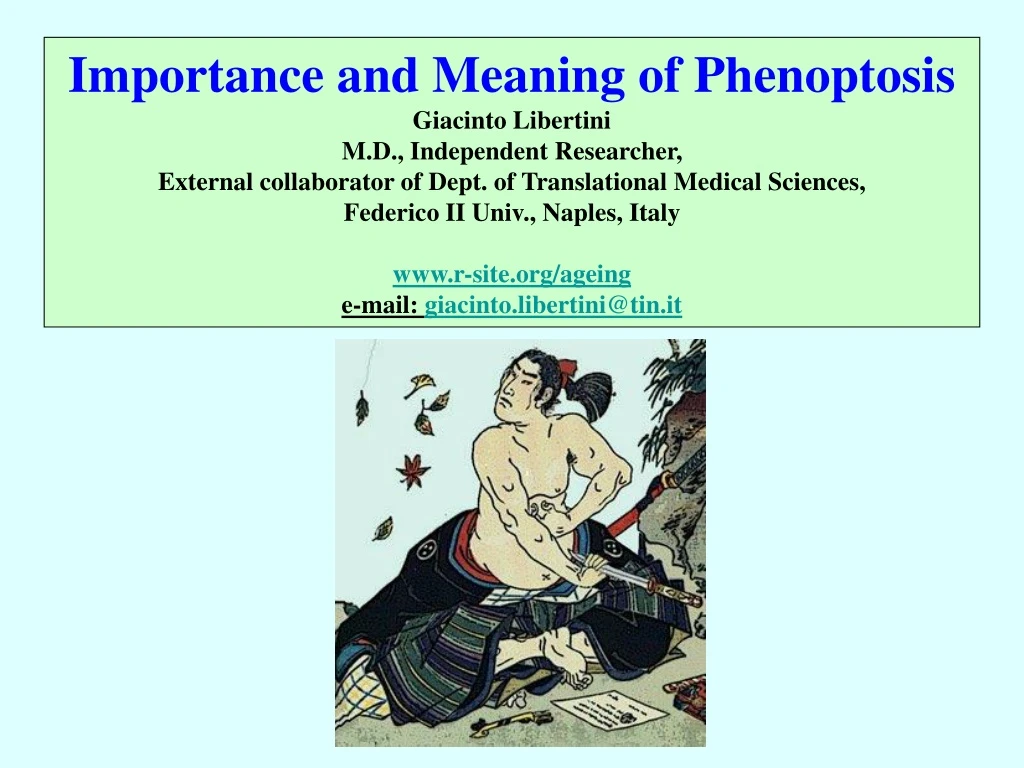 importance and meaning of phenoptosis giacinto