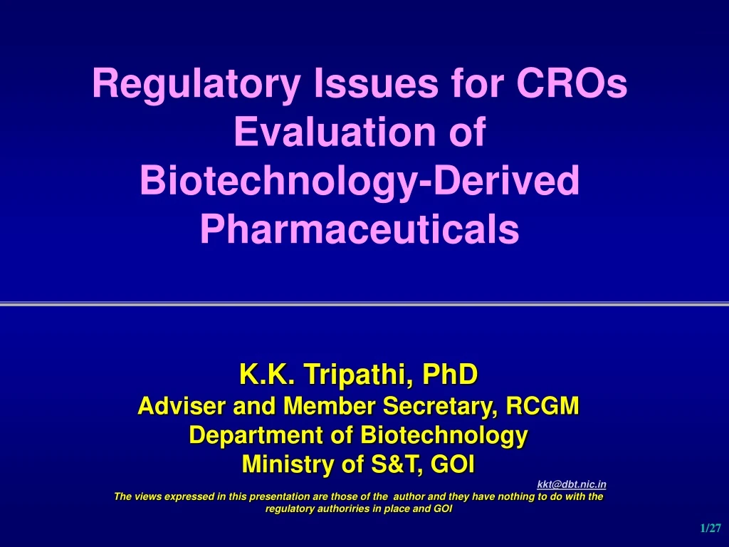 regulatory issues for cros evaluation