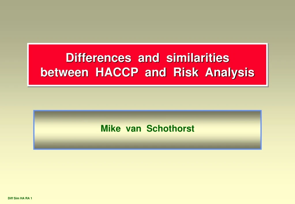 differences and similarities between haccp and risk analysis