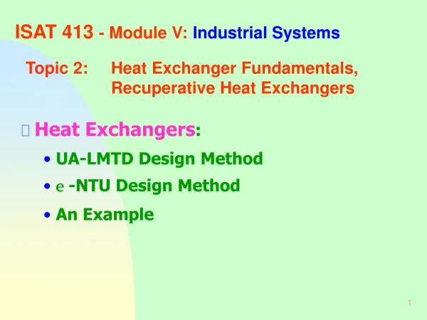 ISAT 413  - Module V: Industrial Systems