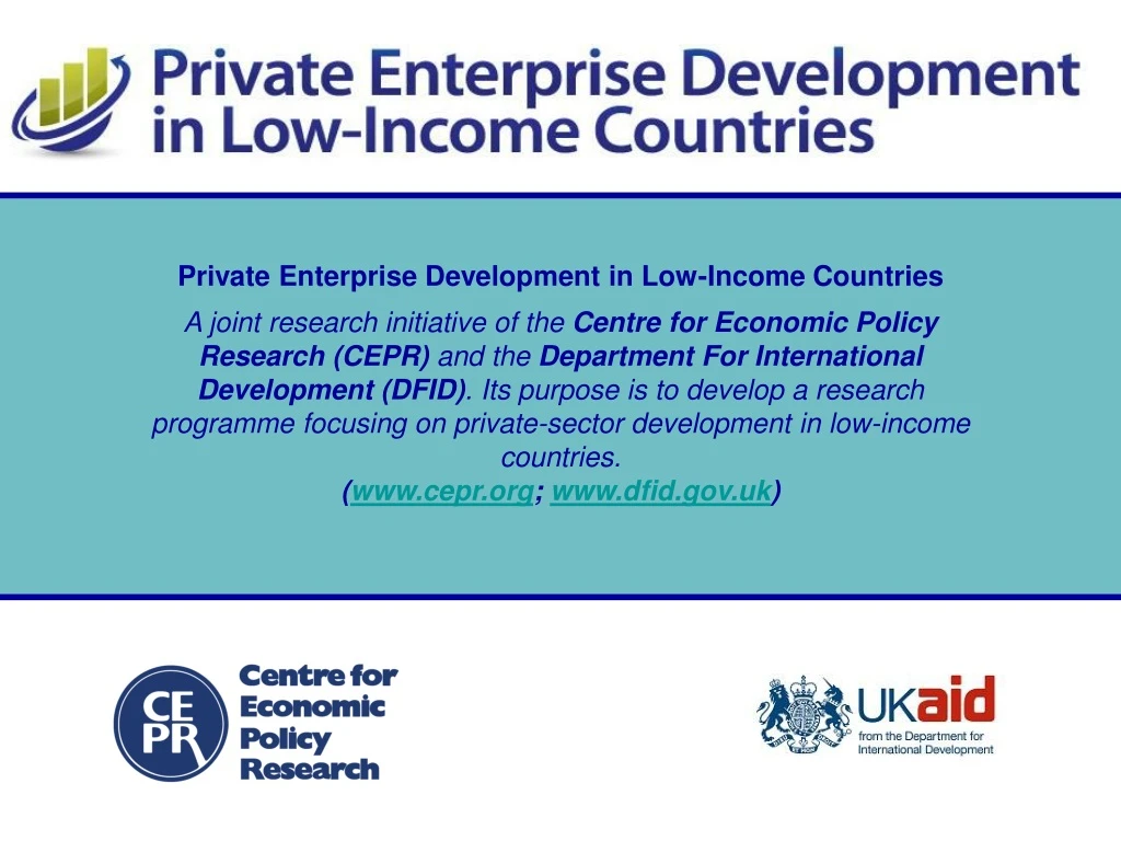 private enterprise development in low income