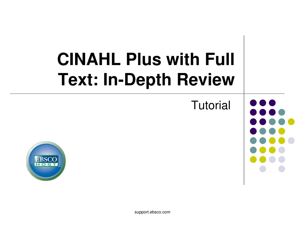 cinahl plus with full text in depth review