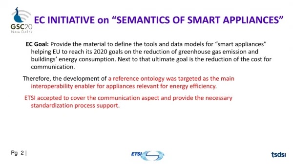 EC INITIATIVE on “SEMANTICS OF SMART APPLIANCES”